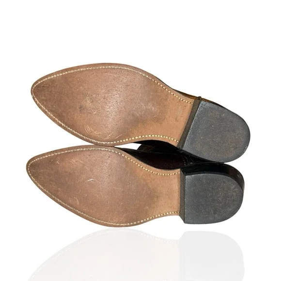 Laredo 2637 Burgundy Leather Western Cowboy Boots Gold Toe 9.5 EE Made In USA - Picture 11 of 12